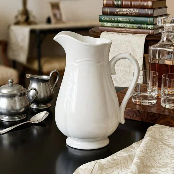 Southern Living Gallery White Embossed Pitcher Vase 10.5" Retired - Picture 3 of 6